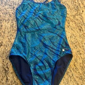 Destira teal blue adult small leotard gymnastics dance